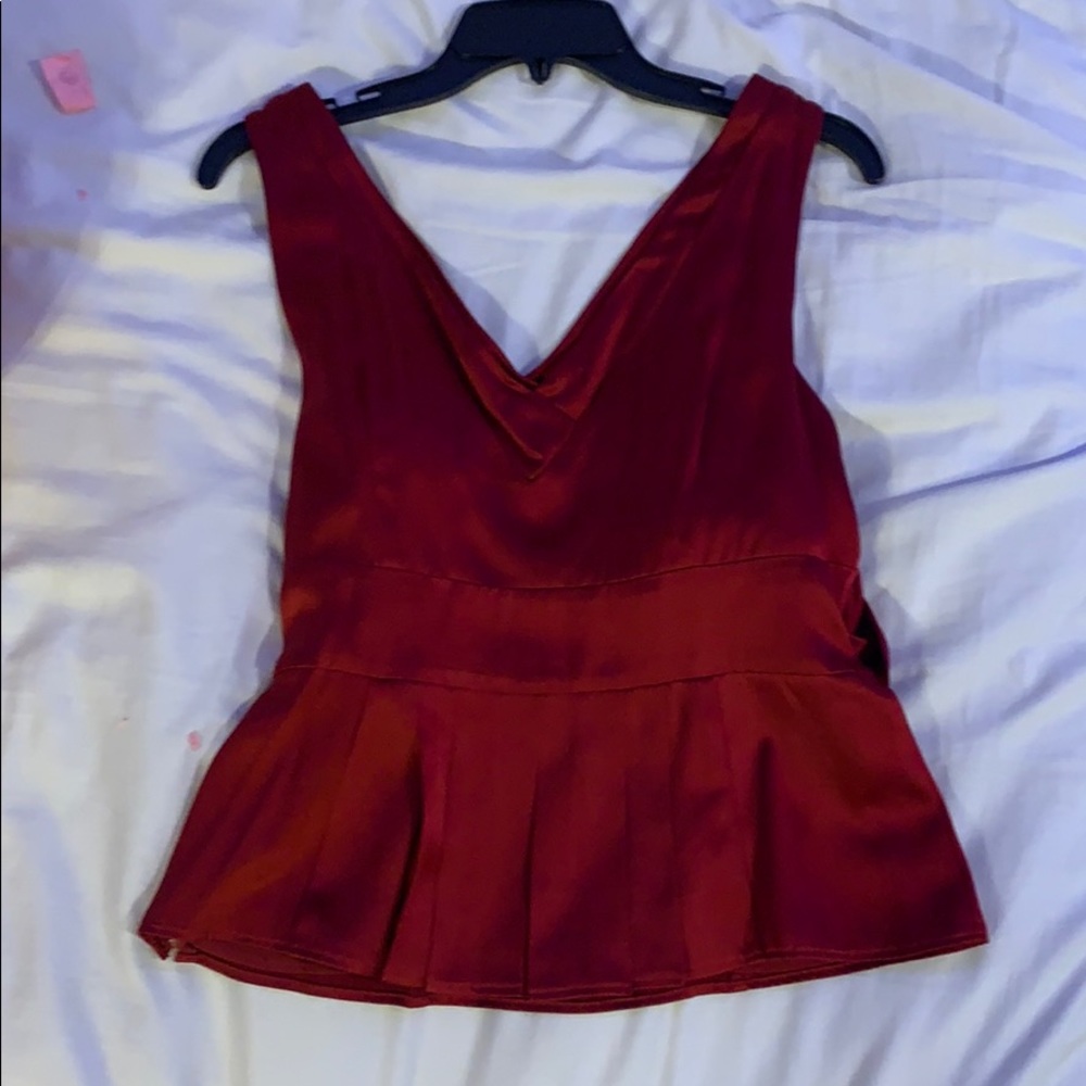 Ann Taylor Cherry Red Ruffle Top